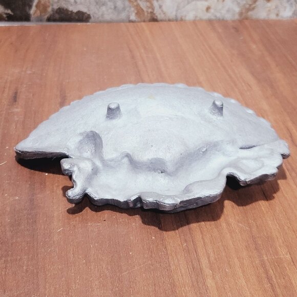 Vintage Cast Metal Trinket Dish Feather Fan Boudoir Lady - Picture 4 of 11